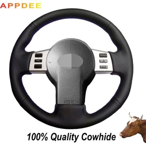Hand-stitched Black Genuine Leather Steering Wheel Cover for Nissan X-Trail 2017