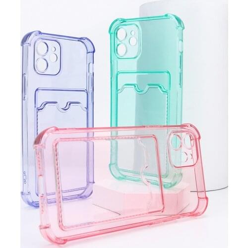 Shockproof Transparent Phone Case For iPhone X Xr Xs Max 7 8 Plus SE Protection Case iPhone 12 11 Pro Max Card holder Soft Cover