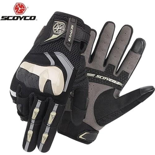 SCOYCO Summer Breathable Motocross Motorcycle Gloves Anti-Fall Racing Rider Protection TPU Shell Touch Screen MC-117