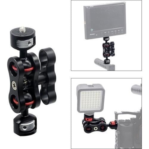 Articulating Magic Arm with Dual Ball Head Hot Shoe Mount 1/4'' Tripod Rig for Camera Monitor LED Video Flash Light Camera Cage