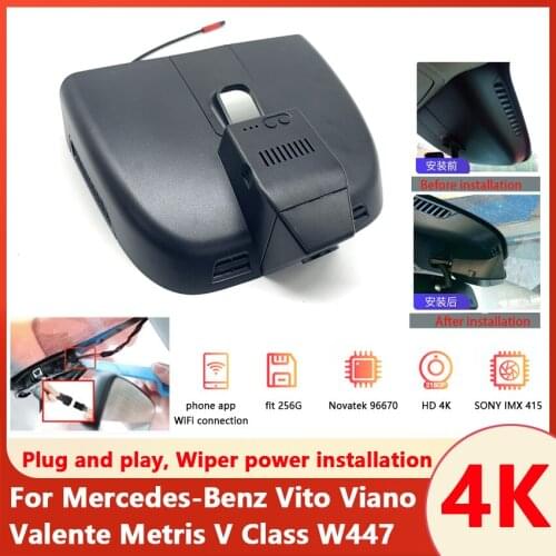 Hidden 2160P Plug and play Car DVR Wifi Video Recorder Dash Cam Camera For Mercedes-Benz Vito Viano Valente Metris V Class W447