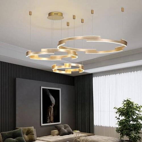 Modern Pendant Lamp Ring LED Gold Aluminum For Living Room Bedroom Dining Room Study Nordic Decor Home Pendant Lights Fixture