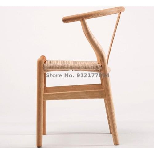 All Solid Wood Chair New Chinese Dining Chair Master Design North American White Wax Y Chair Armchair Back Bone Fork Chair