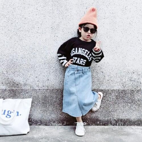 Girls Oblique Version Spell Stack Long Denim Skirts Skirt for Girls Toddler Girl Fall Clothes 2021 Tutu Skirt Women Denim Skirt