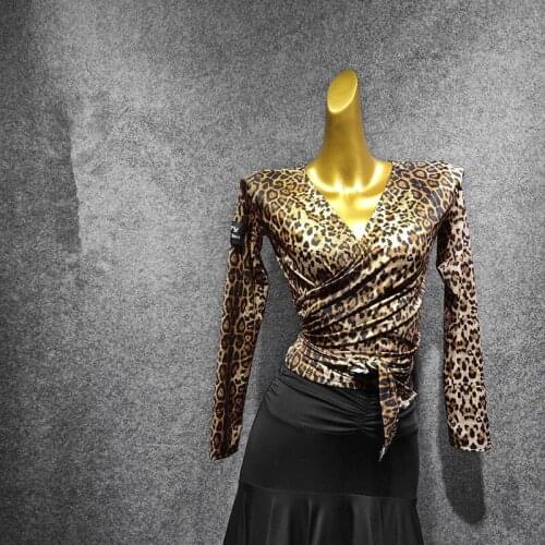 Latin Dance Clothes Womens Autumn and Winter New Long-sleeved Shirts Solid Color Top Tango Dress Women in stock