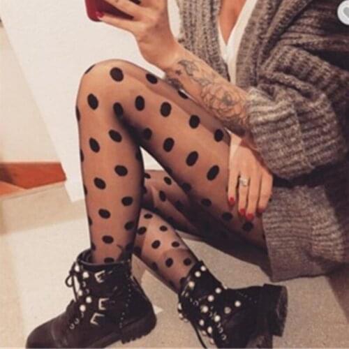 Japan Style Dot Patterned Women Pantyhose Fashion Sweet Girl Black Sexy Tights Female Stocking Transparent Tights pantyhose