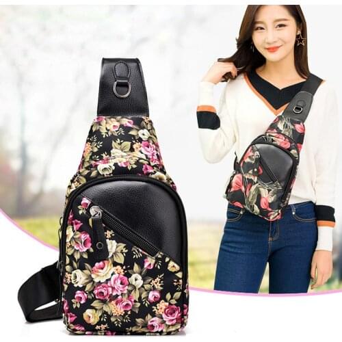 PU Leather Printing Anti Theft Women Crossbody Bags Waterproof Chest Bags Lady Sling Bags Shoulder Strap Crossbody Bag