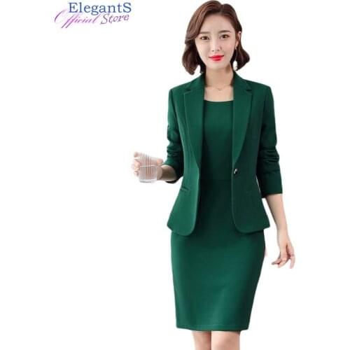 Formal Women Suits Office Lady Business Work Uniforms Professional Dress Suits Two Pieces Sets Blazer Set Autumn Winter 2021 4XL