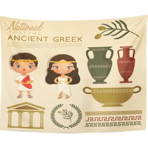Woman Ancient Greek Traditional Costumes Dress People Tapestry Home Decor Wall Hanging for Living Room Bedroom Dorm 60x80 Inches