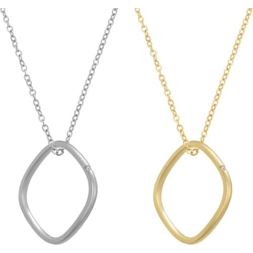 ZHUKOU 2021 NEW women necklace square ring charms pendant gold/silver color Chic charming ladies tiny necklace wholesale VL85