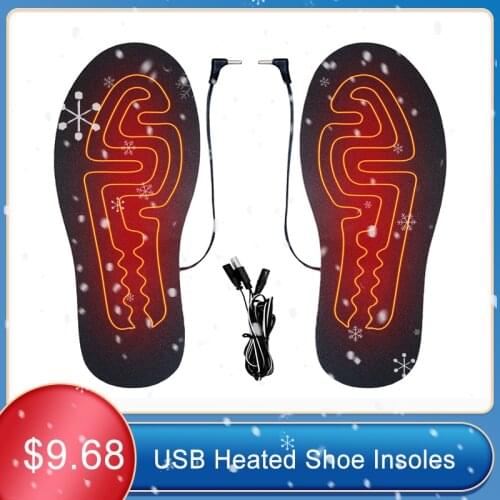 1 Pair USB Heated Shoe Insoles Feet Warm Sock Pad Mat Washable Electrically Heating Insoles Unisex Winter Warm Thermal Insoles