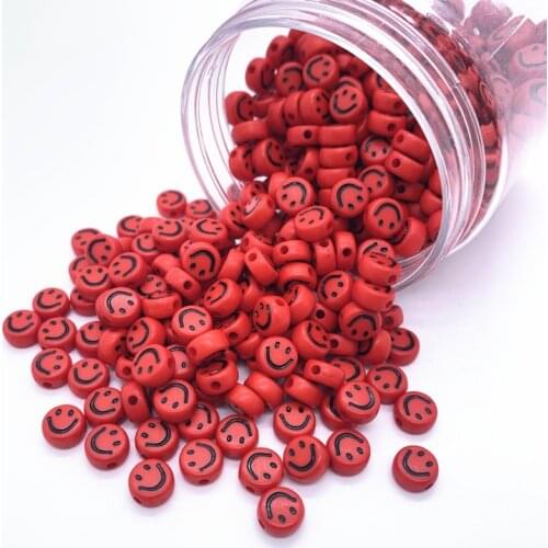 100pcs/Lot 7x4mm Oval Shape Acrylic Spaced Beads Smiley Beads For Jewelry Making DIY Charms Bracelet Necklac#03