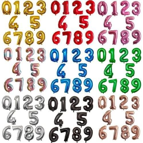 32 40 Inch Number Balloons Big Rose Gold Silver Black Figure Foil Balloon Wedding Birthday Party Decoration Balloons