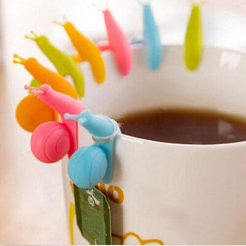 5Pcs Cute Snail Shape Silicone Tea Bag Holder Cup Mug Candy Colors Gift Set Good Tea Tools Random Color