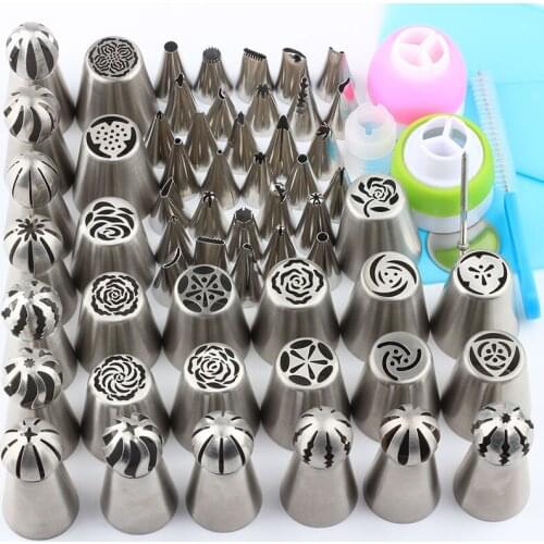 65Pcs Flower Rose Icing Piping Nozzles Ball Sphere Pastry Tips Stainless Steel Pastry Nozzles Cake Decorating Tool Mould Set