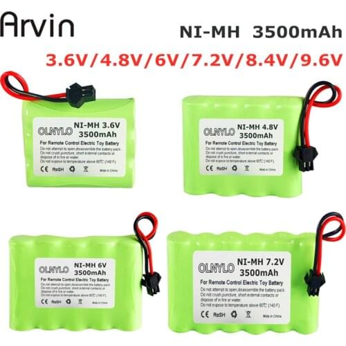 3.6V/4.8V/6V/7.2V/8.4V/9.6V 3500mah NI-MH AA 3000mah Rechargeable Battery Pack For Remote Control Toys Electric Car Volt SM Plug