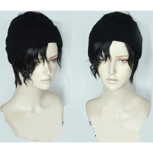 Anime Detective Conan Akai Shuuichi Wig Short Black Heat Resistant Synthetic Hair Cosplay Headwear Decor Hat for Men Boy