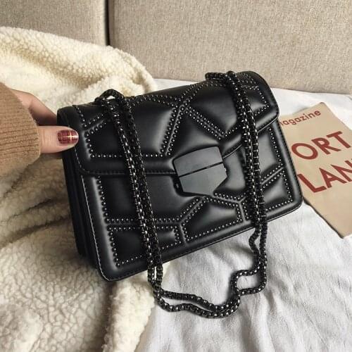 Rivet Chain Brand Designer PU Leather Crossbody Bags For Women 2021 Simple Fashion Shoulder Bag Lady Luxury Small Handbags