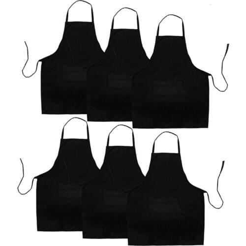 6 Pack Black Kitchen Apron with 2 Pockets Anti-Dirty Apron Suitable for Barbecue Kitchen Cooking Baking Restaurant