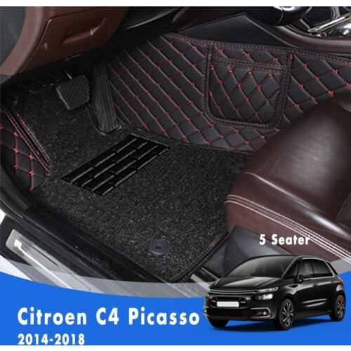 For Citroen C4 Picasso 5 Seats 2018 2017 2016 2015 2014 Luxury Double Layer Wire Loop Car Floor Mats Carpets Auto Interior Parts