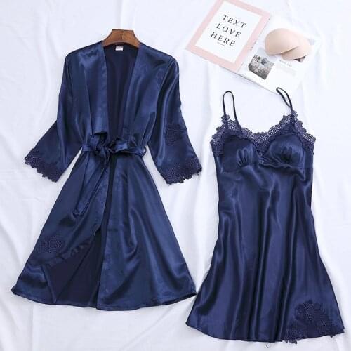 Sexy Women Rayon Kimono Bathrobe Bride Bridesmaid Wedding Robe Set Lace Trim Sleepwear Casual Home Clothes Nightwear