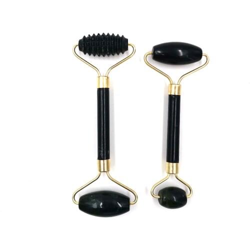 Obsidian Jade Roller Massager Gouache Scraper For Face Facial Skin Care Tools Natural Body Back Beauty Lifting Massagers Rollers