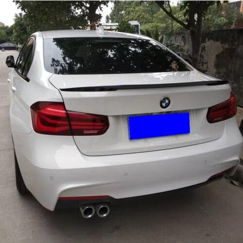 Use For BMW 3 Series F30 2013--2018 Spoiler P Style ABS Plastic Carbon Fiber Look Rear Trunk Wing Car Body Kit Accessories