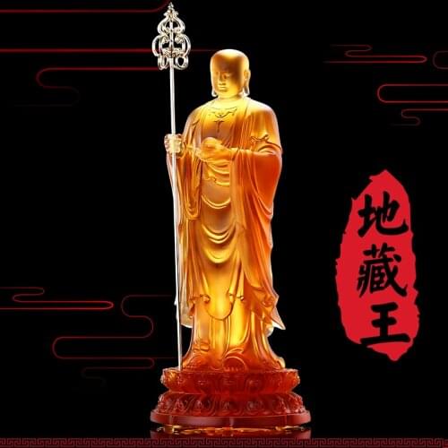 Kaiguang Jiuhua Mountain Tibetan king Bodhisattva statue Buddha Hall worships glaze ornaments