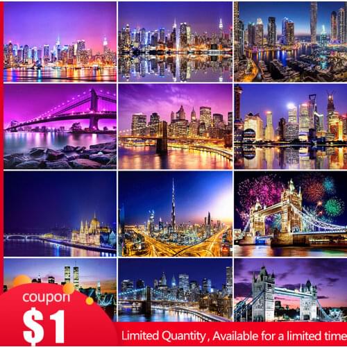 EverShine DIY Diamond Painting Full Square Landscape Bridge Diamond Embroidery City Rhinestone Mosaic New Arrival Handmade Hobby