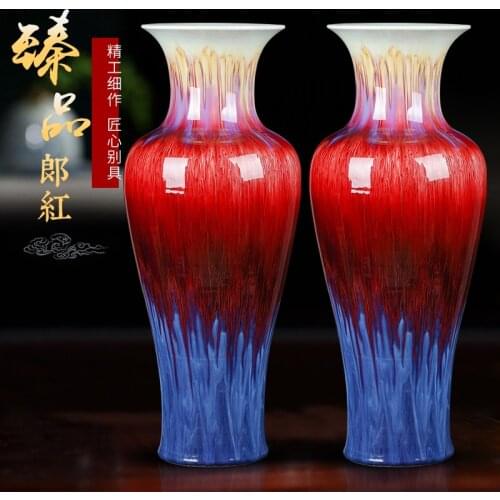 Ceramic color glaze large vase flower arrangement decoration living room floor Chinese home decoration opening large