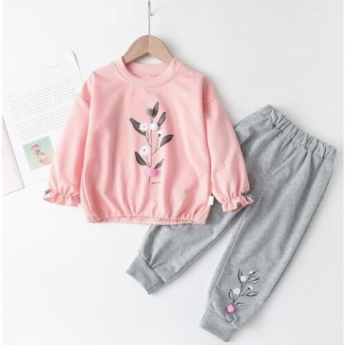 Baby Girls Clothing Sets Autumn Girl Leaves Printed Outfits Kids Casual Tracksuit Soft Children Clothing Suit 1-5Y