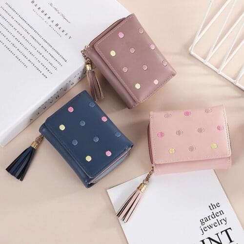 Fashion Cute Women Small Wallets Ladies Multifunction Coin Purse Tassel Zipper Girls PU Leather Clutch Money Card Holders