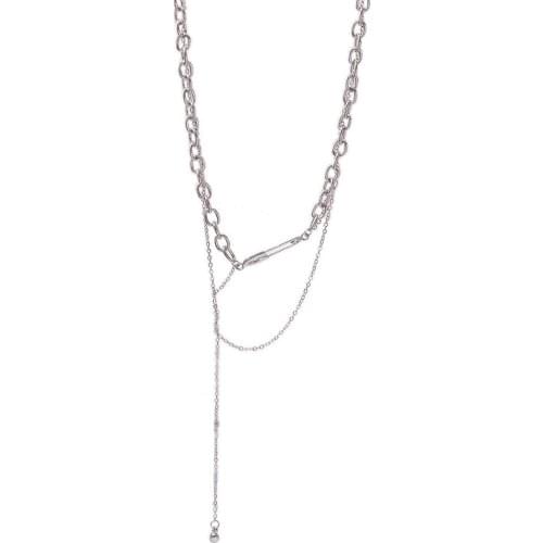 2021 New Retro Metal Chain Winding Pin Simple Temperament Statement Sweet Cool Clavicle Chain Necklace Womens Wholesale