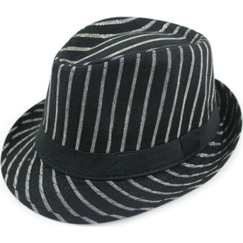 Wholesale unisex leisure fedoras stripe straw hat summer cool breathable topper autumn fedoras for male female twill