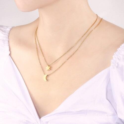 3-color double clavicle chain necklace accessories high quality stainless steel female necklace pendant fashion jewelry