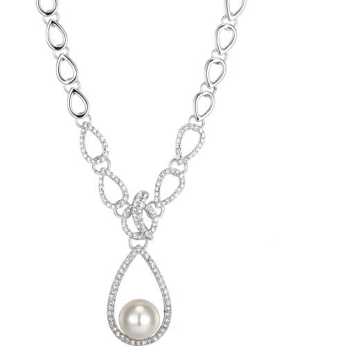 Valentines Day Custom Heart Swarovski Necklace Gift Women Necklace Cute Fashion Pearl Necklace