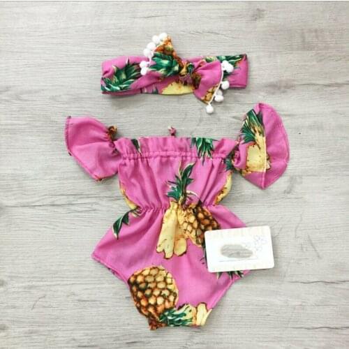 Dropshipping Newborn Infant Baby Girl Flower Romper Jumpsuit Playsuit 2PCS Outfits Clothes