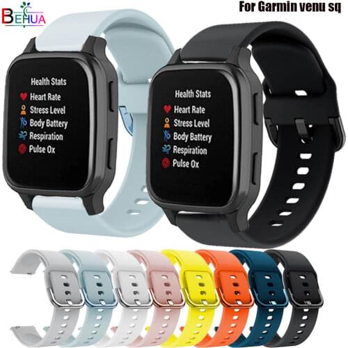 Silicone 20mm WatchBand Strap For Garmin venu sq Smartwatch Bracelet Wristband For Amazfit GTS 2 Watchstrap belt