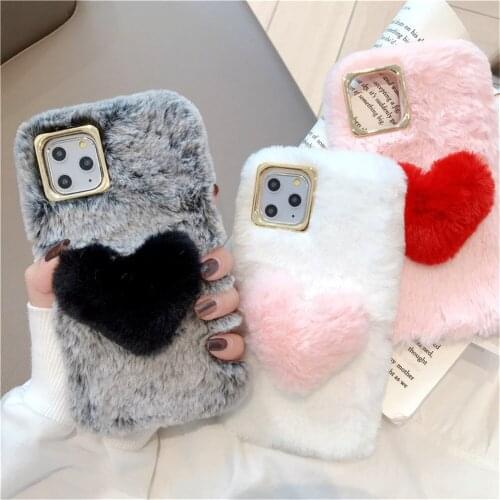 Luxury Warm Fur Case Dual Cover Flurry Fluffy Furry Plush Cover Skin Back Shell for iPhone Motorola Moto G7 G6 Plus E5 Z3 Play