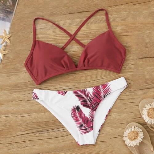 Sexy Women Bikini Set Print backcross Padded Swimwear women Bathing suit summer sandy casual Swimsuit Beach wear traje de baño