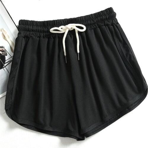 New Summer Womens Shorts Casual Jogging Solid Color Run Shorts Female Fashion Streetwear Drawstring Elastic Waist Short Women