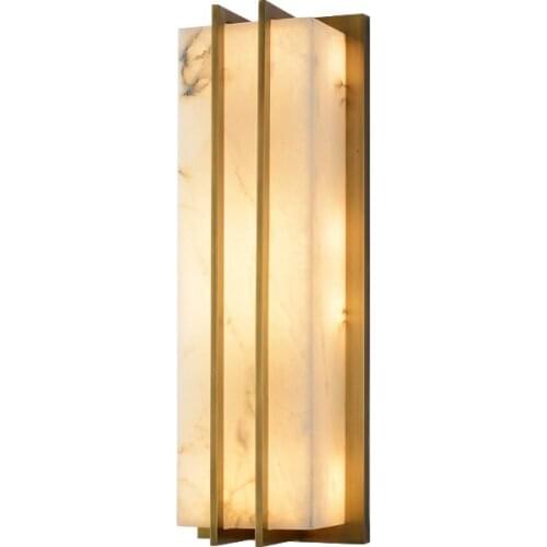 Modern and simple Chinese living room marble background wall bedroom bedside corridor aisle all copper wall lamp