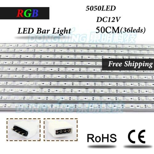 6pcs 36led U Aluminum Profile RGB LED Bar Light 5050 Non-waterproof 12V LED luces Strip 50cm led lights in the closet