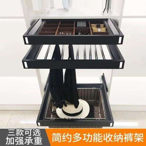 Push-pull telescopic multi-function basket push-pull damping storage trousers rack