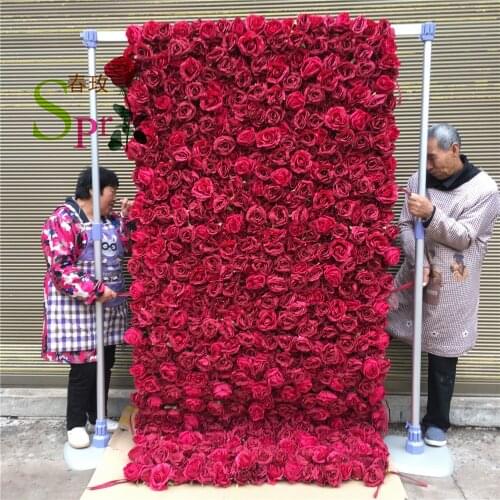 SPR Rolled Flower Wall Silk Flower Cloth Silk Structure Material Wedding Stage Backdrop Artificial Flowers Wall for salon Wall