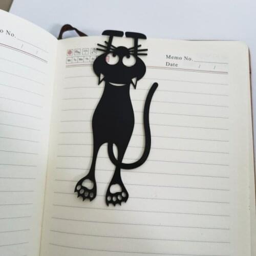 Bookmark Personality Creative Hollow Cat Plastic Bookmark Custom Hollow Bookmark PVC Bookmark Black Cat Hanging Bookmark