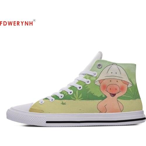 Womens Customized Casual Canvas Shoes Kawaii For Wibbly Pig High Top Shoes Independent Design Women Breathable Custom Shoes