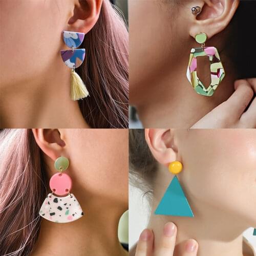 Woman Earrings Fashion Acrylic Dangle Drop Korean Earrings For Women Geometry Resin Earring 2021 Trend Wedding Earings Jewelry