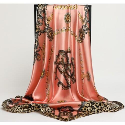 Popural Silk Satin Square Scarf for Women Hair Tie Band Bag Bandana Neckerchief Headscarves Shawl Hijab Female Foulard 90cm*90cm