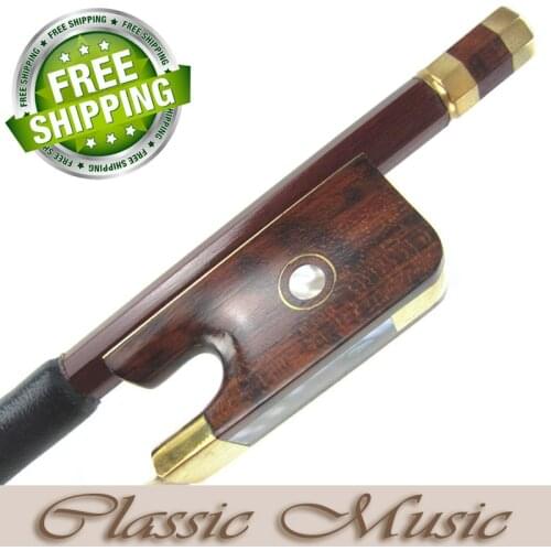 Gold Alloy Fitted Pernambuco Viola Bow with Snakewood Frog (4/4), Good Mongolian Horse Hair